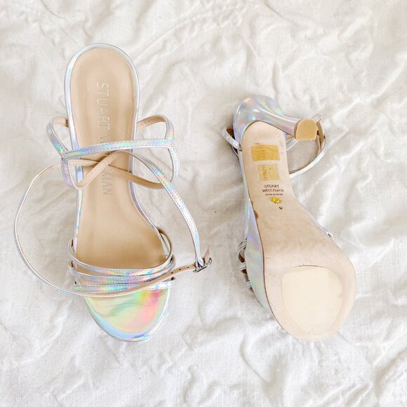 Stuart Weitzman Soiree Iridiscent Platform Sandals Size 9 - Picture 11 of 14